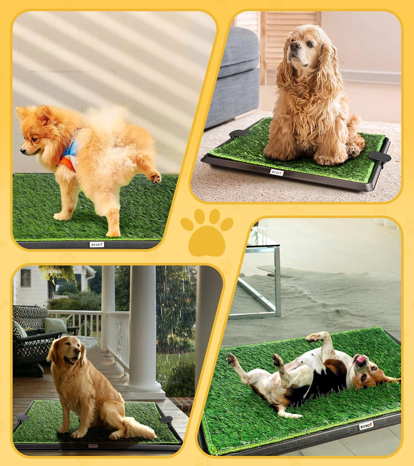 Super Absorbent Dog Grass Pad with Tray, 4-Layer Guard to Stop Leakage/Stink/Mess for Puppy Health, Reusable Washable Pee Pads for Dogs, Potty Training Dog Litter Box for Indoor Outdoor, 20"*25"