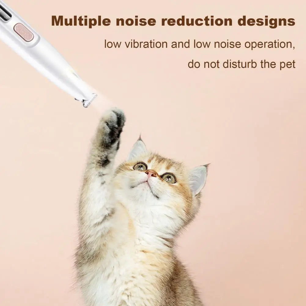 16Cm Dog Paw Trimmer with LED Light Electric Dog Trimmer Rechargeable Low Noise Pet Trimmer Hair Clipper Grooming Tool for Paws