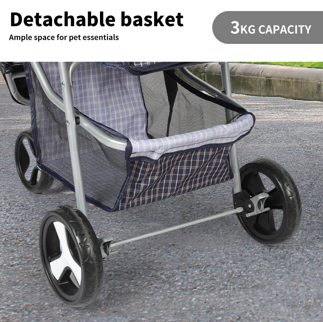 Pawz Large Pet Stroller Dog Cat Carrier Travel Pushchair Foldable Pram 3 Wheels