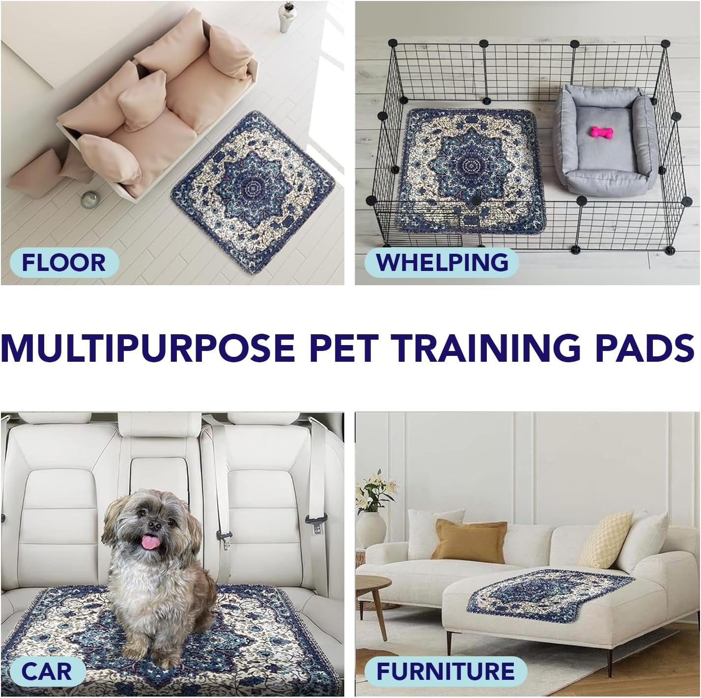 Washable Pee Pads for Dogs, Cat Litter Mat, Puppy Pads, Reusable Pet Training Pads, Extra Large 36 X 36 (2 Pack) by