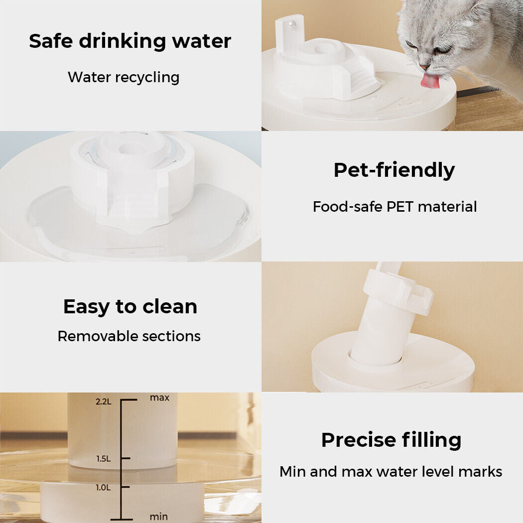 Pawz Automatic Sensor Pet Water Fountain Dog Cat Drinking Dispenser 2.2L Filter