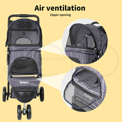 Pawz Large Pet Stroller Dog Cat Carrier Travel Pushchair Foldable Pram 3 Wheels