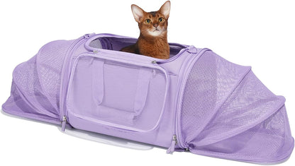 Expandable Cat Carrier,Dog Carrier for Small Medium Puppies,Soft-Sided Pet Carrier Airline Approved,Collapsible Travel Cats/Puppy Carrier with Locking Safety Zippers and Anti-Scratch Mesh