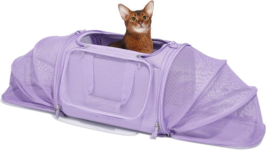 Expandable Cat Carrier,Dog Carrier for Small Medium Puppies,Soft-Sided Pet Carrier Airline Approved,Collapsible Travel Cats/Puppy Carrier with Locking Safety Zippers and Anti-Scratch Mesh