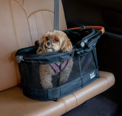 View 360 Pet Carrier & Car Seat with Booster Seat Frame for Small Dogs & Cats with Mesh Ventilation for Easy Viewing, Jet Black