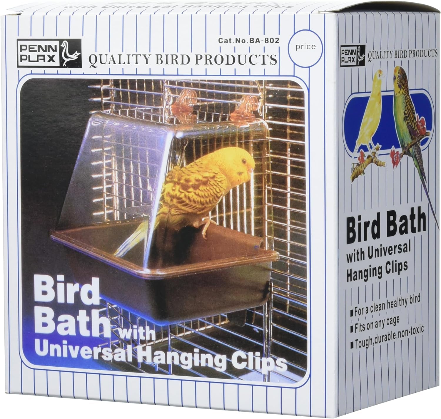 Penn Plax Clip-On Bird Bath – Comes with Universal Clips to Attach to Most Birdcages, 5.5 X 5.75 X 3.75 Inches