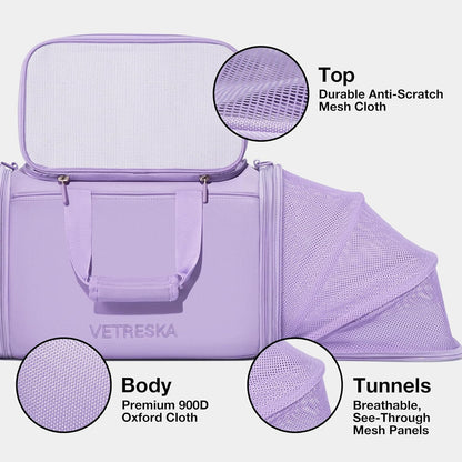 Expandable Cat Carrier,Dog Carrier for Small Medium Puppies,Soft-Sided Pet Carrier Airline Approved,Collapsible Travel Cats/Puppy Carrier with Locking Safety Zippers and Anti-Scratch Mesh