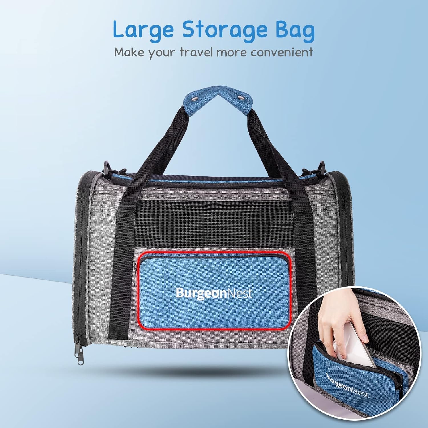 Cat Carrier for Large Cats 20 Lbs, Soft-Sided Pet Carrier for Small Dogs Medium Puppy under 25 Lbs, Puppy Travel Bag with Big Storage Bag, 4 Ventilated Windows, 3 Doors