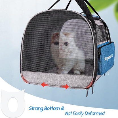 Cat Carrier for Large Cats 20 Lbs, Soft-Sided Pet Carrier for Small Dogs Medium Puppy under 25 Lbs, Puppy Travel Bag with Big Storage Bag, 4 Ventilated Windows, 3 Doors