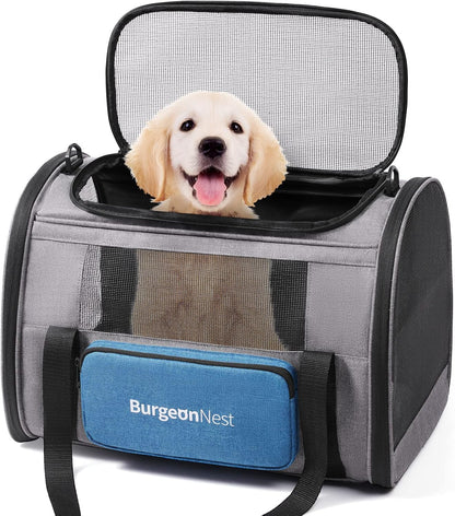 Cat Carrier for Large Cats 20 Lbs, Soft-Sided Pet Carrier for Small Dogs Medium Puppy under 25 Lbs, Puppy Travel Bag with Big Storage Bag, 4 Ventilated Windows, 3 Doors