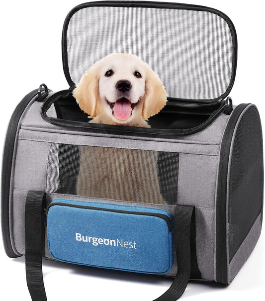 Cat Carrier for Large Cats 20 Lbs, Soft-Sided Pet Carrier for Small Dogs Medium Puppy under 25 Lbs, Puppy Travel Bag with Big Storage Bag, 4 Ventilated Windows, 3 Doors