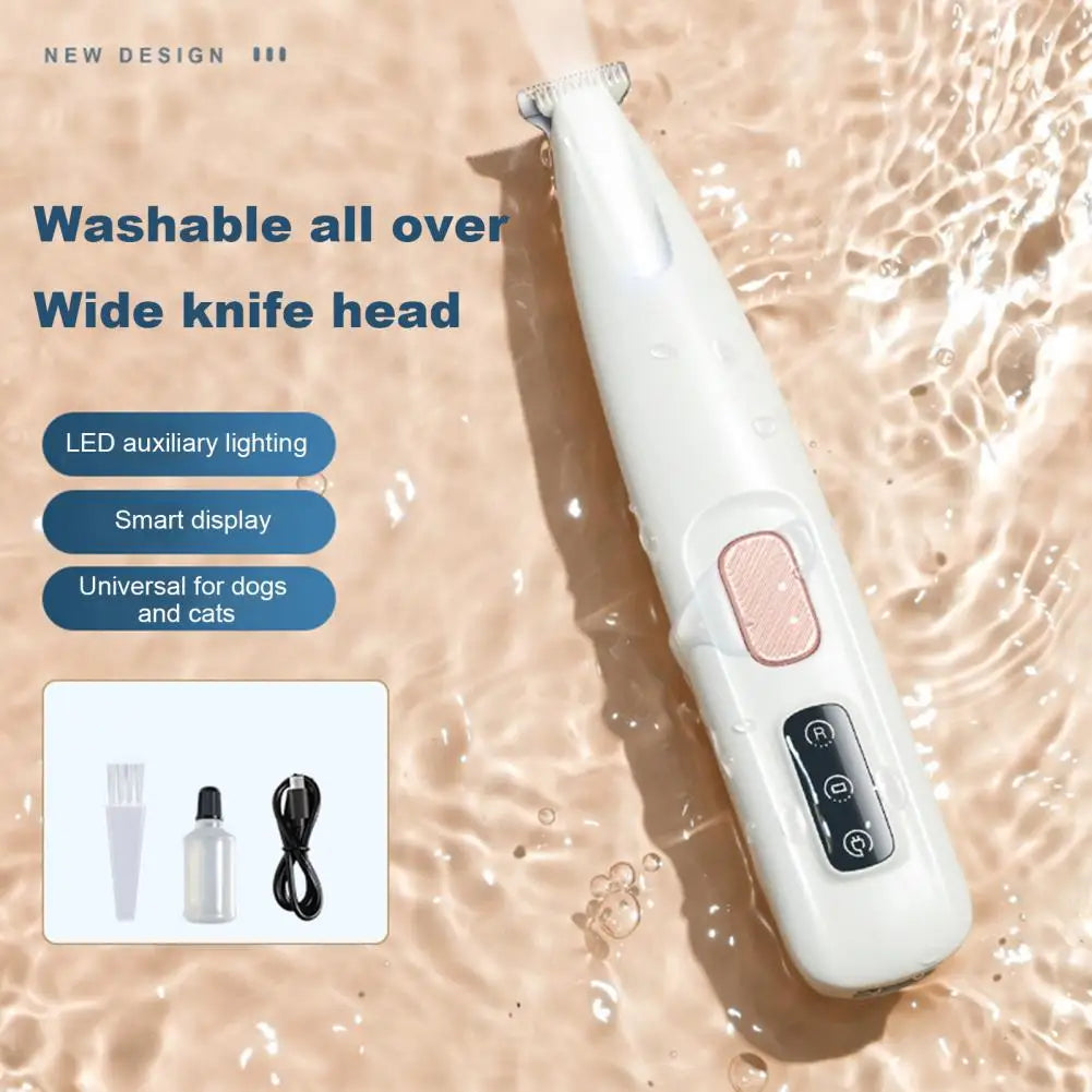 16Cm Dog Paw Trimmer with LED Light Electric Dog Trimmer Rechargeable Low Noise Pet Trimmer Hair Clipper Grooming Tool for Paws