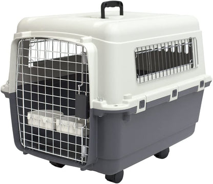 Plastic Kennels Rolling Plastic Wire Door Travel Dog Crate - Medium