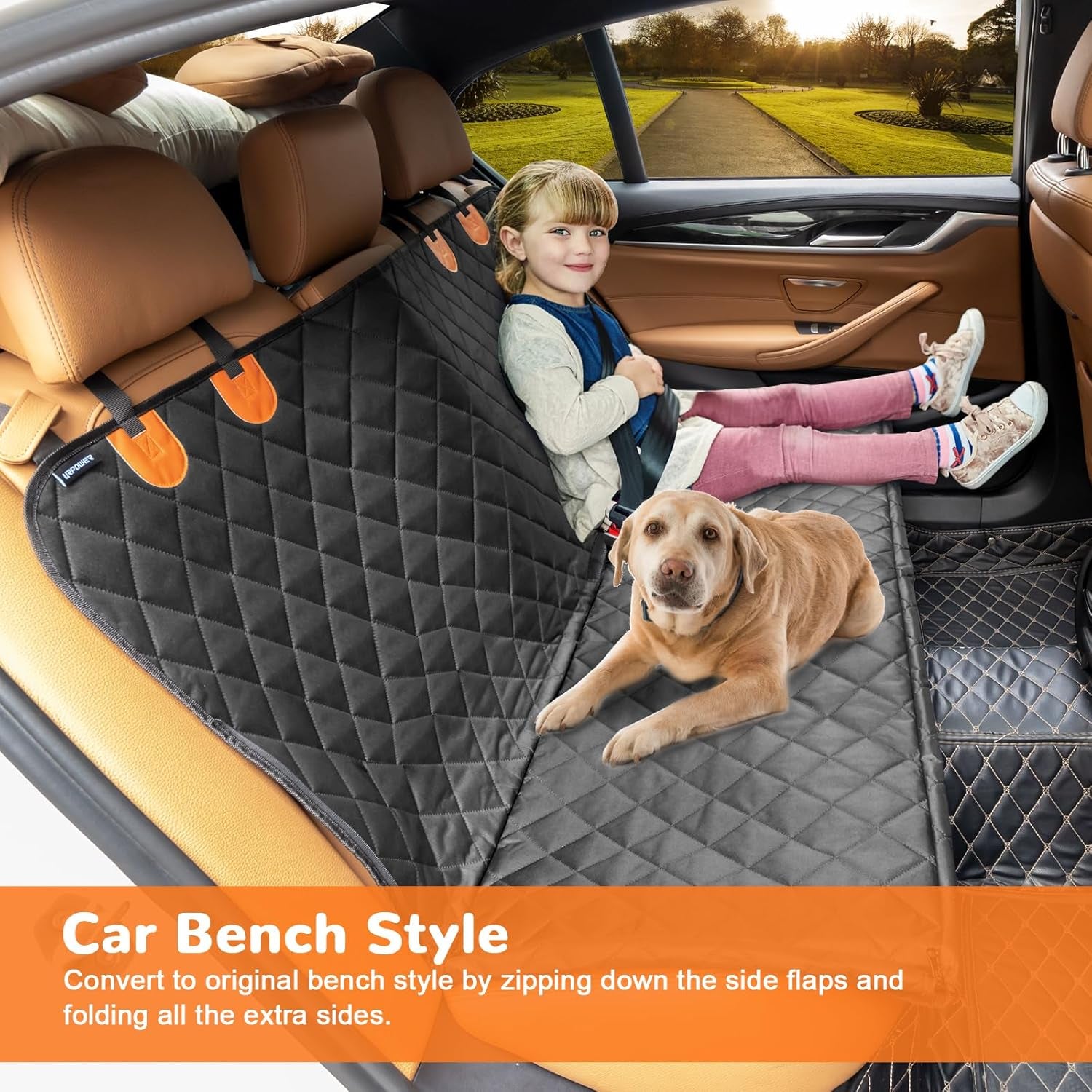 Dog Seat Cover Car Seat Cover for Pets 100%Waterproof Pet Seat Cover Hammock 600D Heavy Duty Scratch Proof Nonslip Durable Soft Pet Back Seat Covers for Cars Trucks and Suvs