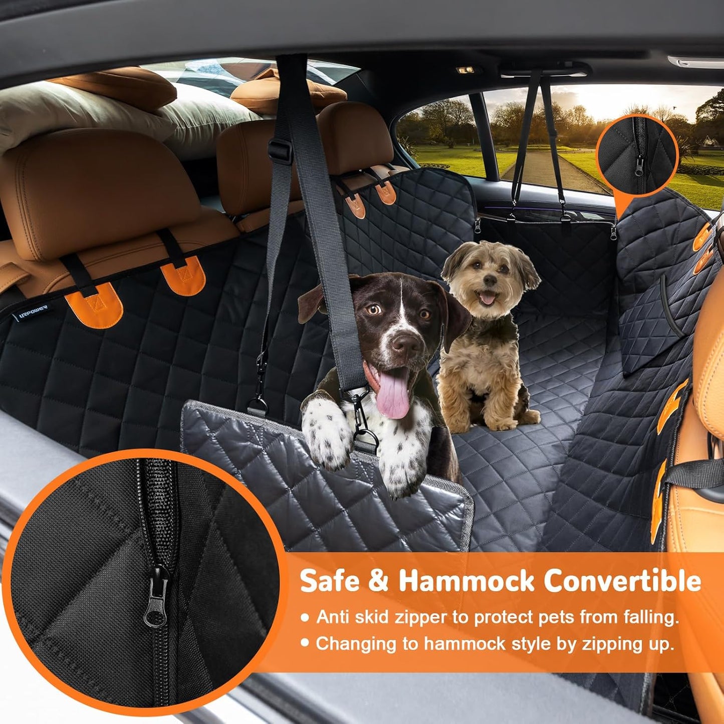 Dog Seat Cover Car Seat Cover for Pets 100%Waterproof Pet Seat Cover Hammock 600D Heavy Duty Scratch Proof Nonslip Durable Soft Pet Back Seat Covers for Cars Trucks and Suvs