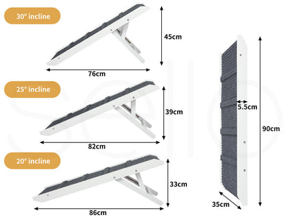 Pawz Dog Ramp Adjustable Height Stair for Bed Sofa Cat Dogs Folding Portable