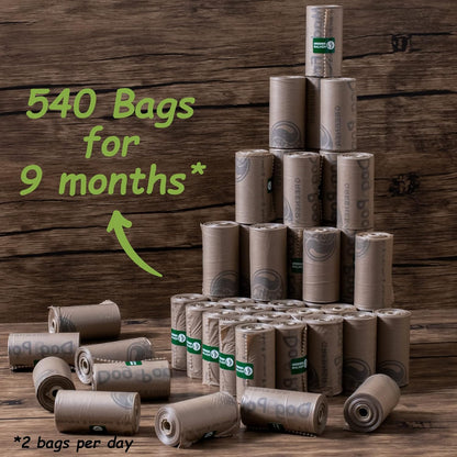 Poop Bags for Dog Waste-540 Bags,Extra Thick Strong 100% Leak Proof Biodegradable Dog Waste Bags (Brown)