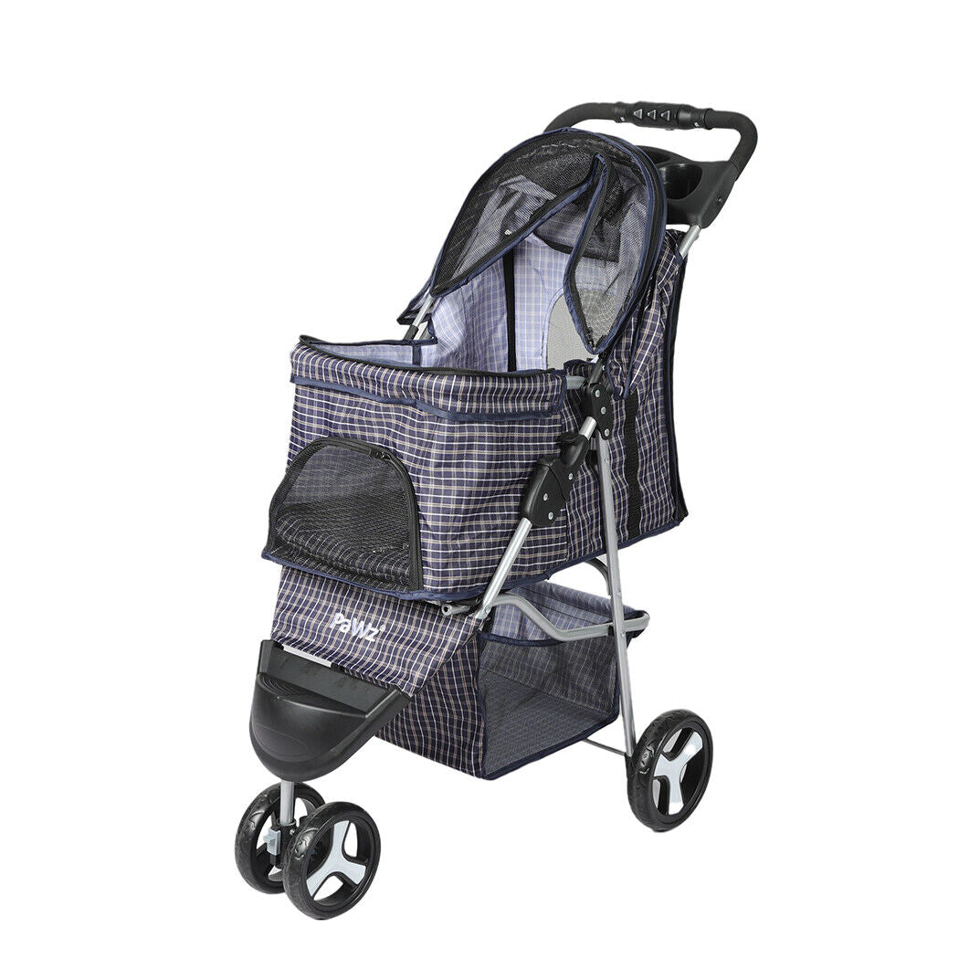 Pawz Large Pet Stroller Dog Cat Carrier Travel Pushchair Foldable Pram 3 Wheels