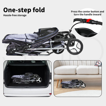 Pawz Large Pet Stroller Dog Cat Carrier Travel Pushchair Foldable Pram 3 Wheels