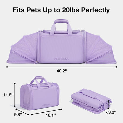 Expandable Cat Carrier,Dog Carrier for Small Medium Puppies,Soft-Sided Pet Carrier Airline Approved,Collapsible Travel Cats/Puppy Carrier with Locking Safety Zippers and Anti-Scratch Mesh
