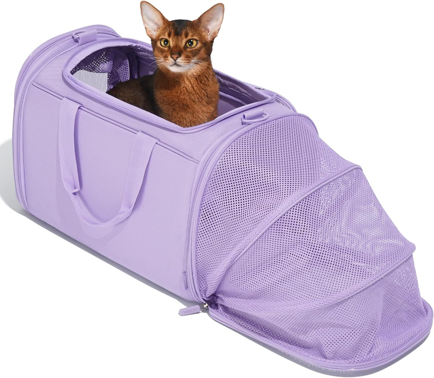Expandable Cat Carrier,Dog Carrier for Small Medium Puppies,Soft-Sided Pet Carrier Airline Approved,Collapsible Travel Cats/Puppy Carrier with Locking Safety Zippers and Anti-Scratch Mesh