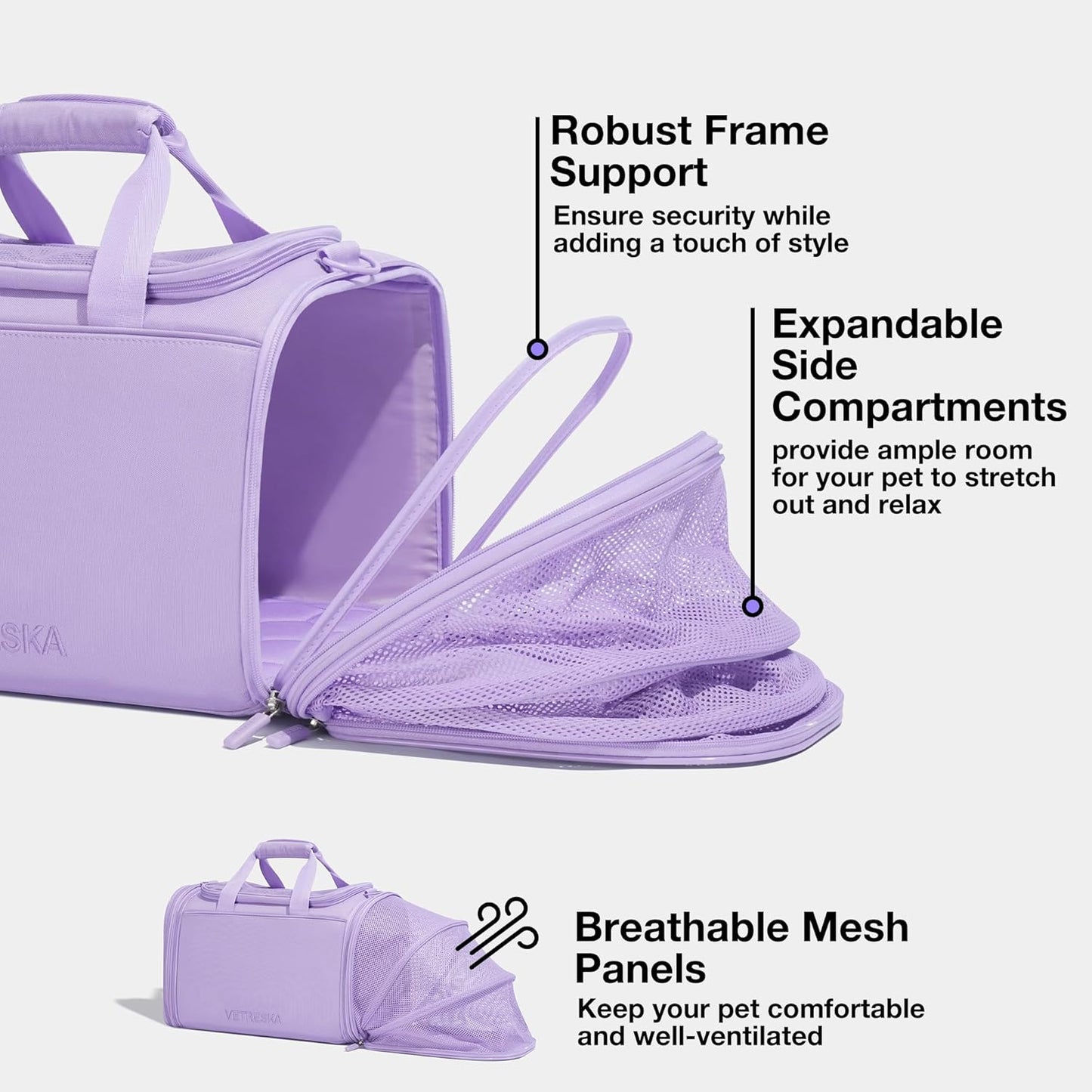 Expandable Cat Carrier,Dog Carrier for Small Medium Puppies,Soft-Sided Pet Carrier Airline Approved,Collapsible Travel Cats/Puppy Carrier with Locking Safety Zippers and Anti-Scratch Mesh