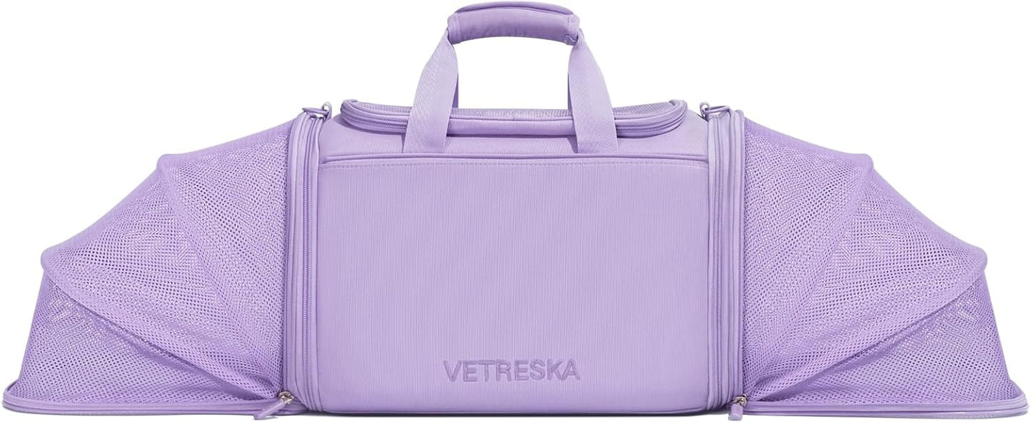 Expandable Cat Carrier,Dog Carrier for Small Medium Puppies,Soft-Sided Pet Carrier Airline Approved,Collapsible Travel Cats/Puppy Carrier with Locking Safety Zippers and Anti-Scratch Mesh