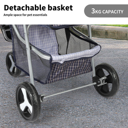 Pawz Large Pet Stroller Dog Cat Carrier Travel Pushchair Foldable Pram 3 Wheels