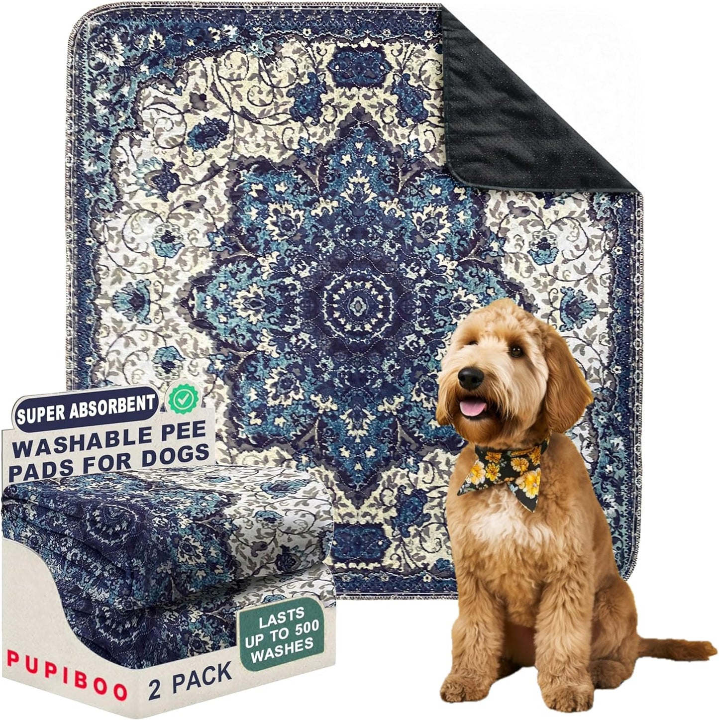Washable Pee Pads for Dogs, Cat Litter Mat, Puppy Pads, Reusable Pet Training Pads, Extra Large 36 X 36 (2 Pack) by
