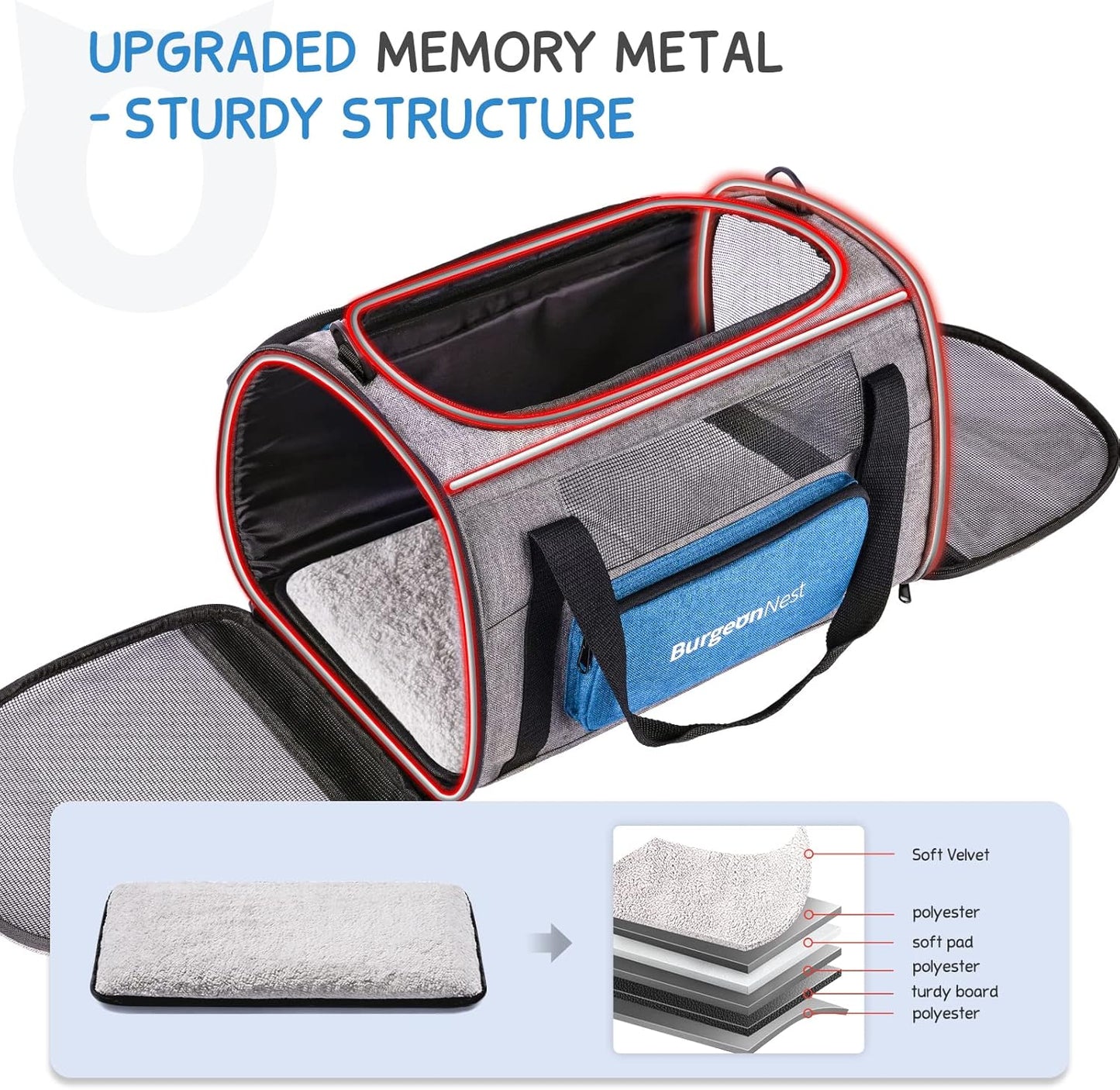 Cat Carrier for Large Cats 20 Lbs, Soft-Sided Pet Carrier for Small Dogs Medium Puppy under 25 Lbs, Puppy Travel Bag with Big Storage Bag, 4 Ventilated Windows, 3 Doors