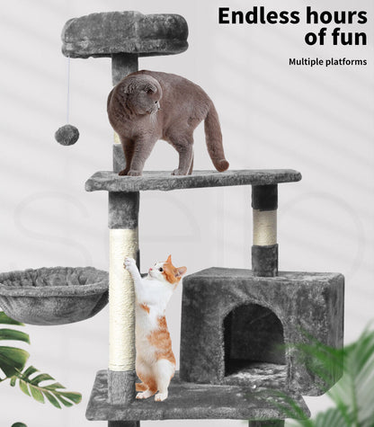 Pawz 130Cm Cat Tree Toy Scratching Post Scratcher Tower Condo Wooden House Grey